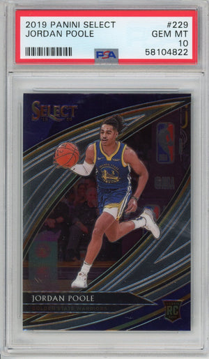 Graded 2019-20 Panini Select Jordan Poole #229 Courtside Rookie RC Basketball Card PSA 10 Gem Mint