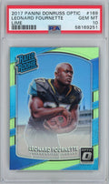 Graded 2017 Panini Donruss Optic Leonard Fournette #169 Lime Rookie RC Football Card PSA 10 Gem Mint