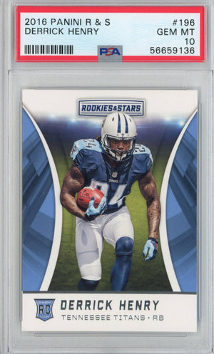 Graded 2016 Panini Rookies & Stars Derrick Henry #196 Rookie RC Football Card PSA 10 Gem Mint