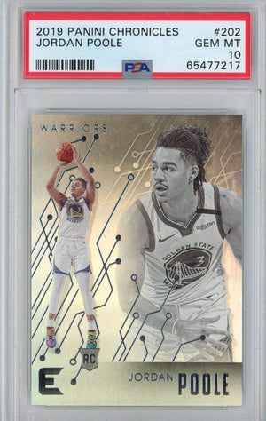 Graded 2019-20 Panini Chronicles Jordan Poole #202 Rookie RC Basketball Card PSA 10 Gem Mint