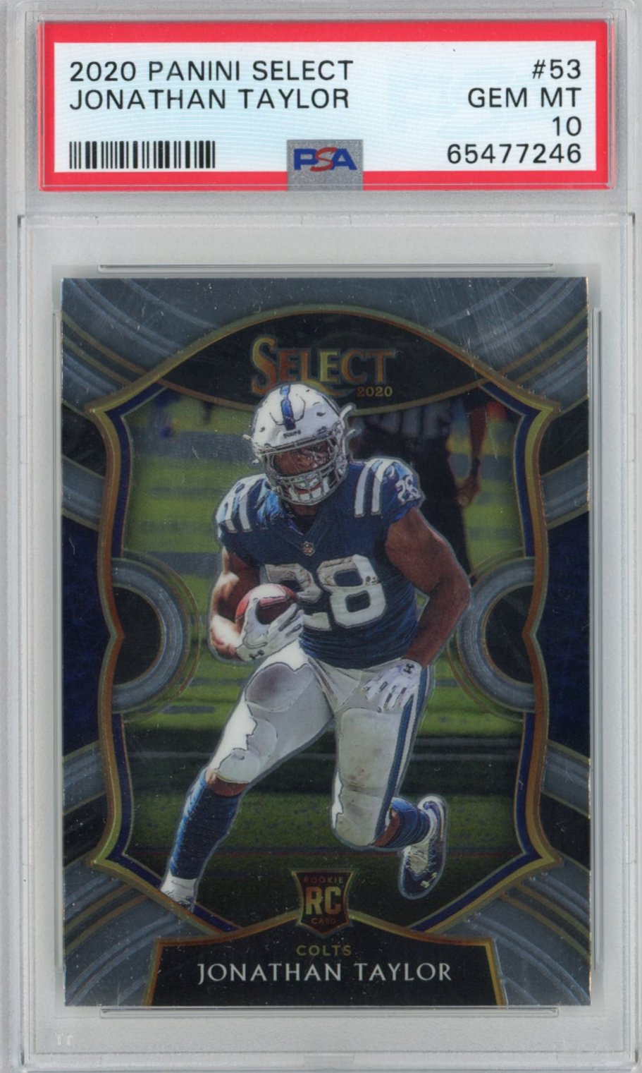 Graded 2020 Panini Select Jonathan Taylor #53 Rookie RC Football Card PSA 10 Gem Mint