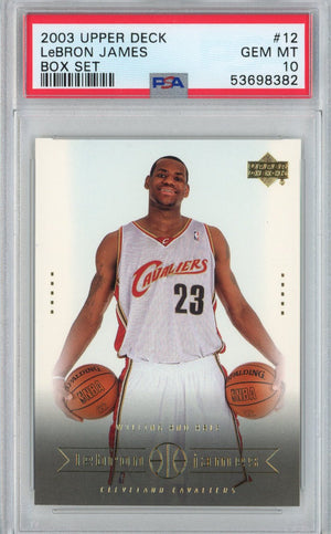 Graded 2003-04 Upper Deck LeBron James #12 Box Set Rookie RC Basketball Card PSA 10 Gem Mint