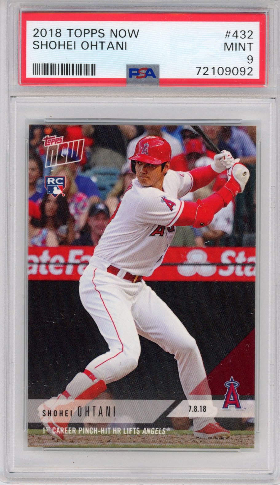 Graded 2018 Topps Now Shohei Ohtani #432 Rookie RC Baseball Card PSA 9 Mint