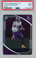 Graded 2020 Panini Absolute Justin Jefferson #168 Blue Rookie RC Football Card PSA 9 Mint