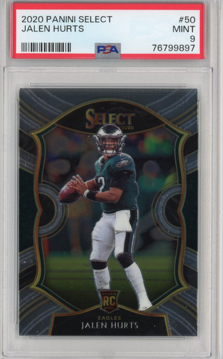 Graded 2020 Panini Select Jalen Hurts #50 Rookie RC Football Card PSA 9 Mint