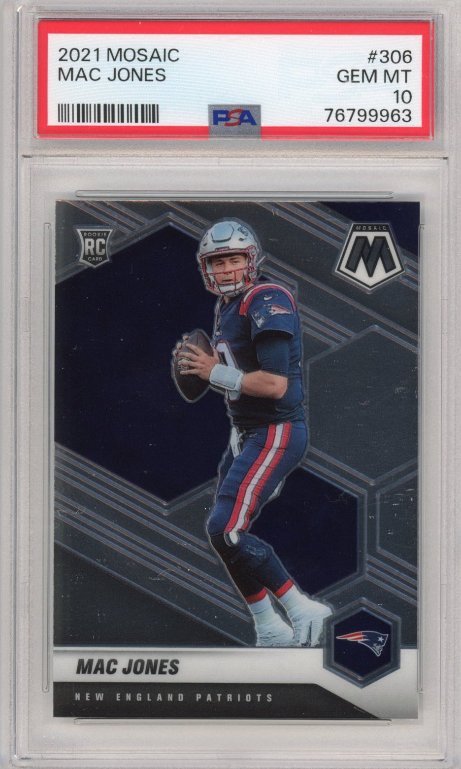 Graded 2021 Panini Mosaic Mac Jones #306 Rookie RC Football Card PSA 10 Gem Mint