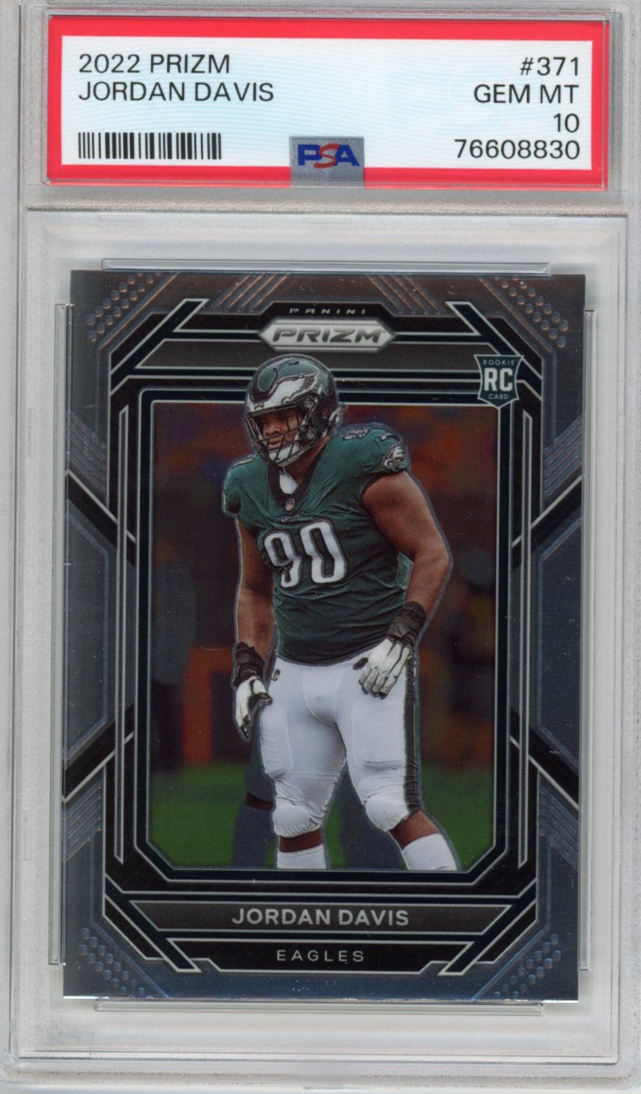 Graded 2022 Panini Prizm Jordan Davis #371 Rookie RC Football Card PSA 10