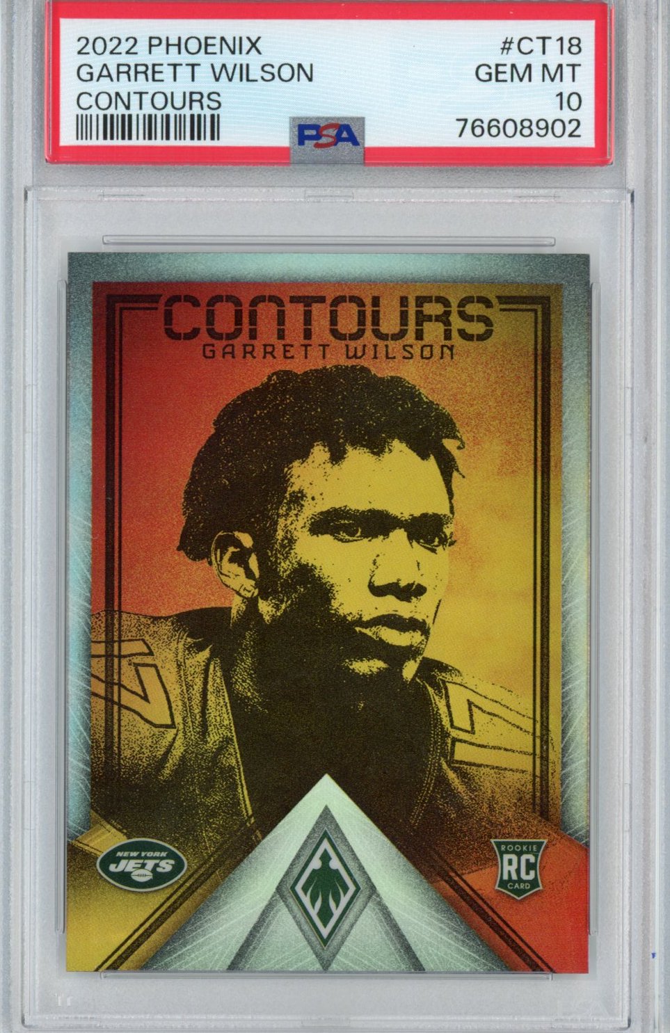 Graded 2022 Panini Phoenix Garrett Wilson #CT18 Contours Rookie RC Football Card PSA 10 Gem Mint