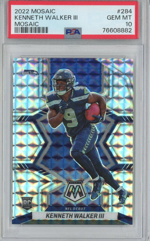 Graded 2022 Panini Mosaic Kenneth Walker III #284 Silver Rookie RC Football Card PSA 10 Gem Mint