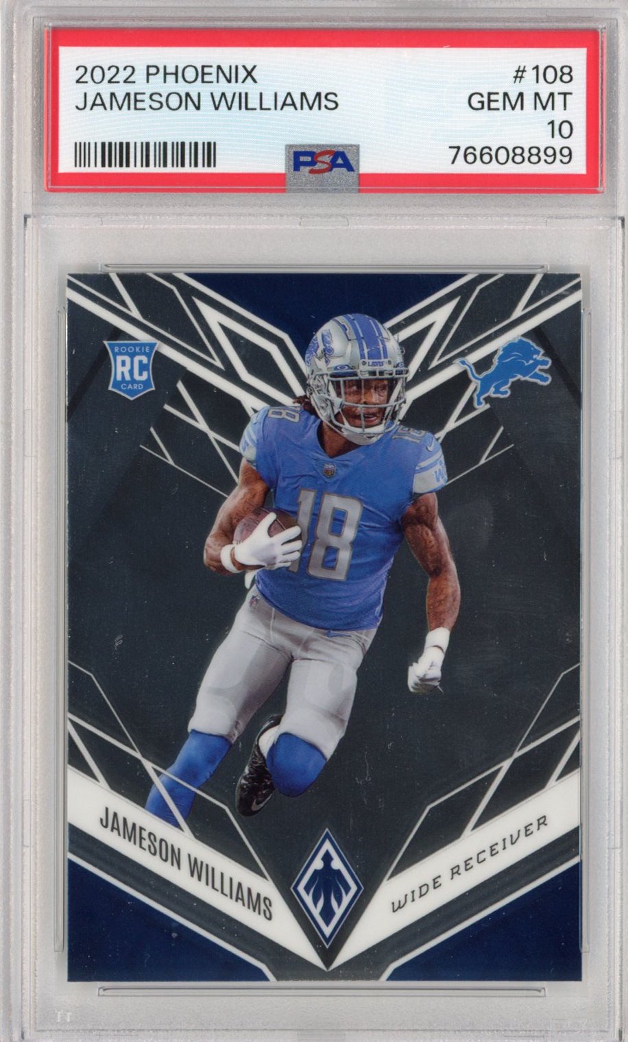 Graded 2022 Panini Phoenix Jameson Williams #108 Rookie RC Football Card PSA 10