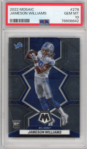 Graded 2022 Panini Mosaic Jameson Williams #278 Rookie RC Football Card PSA 10