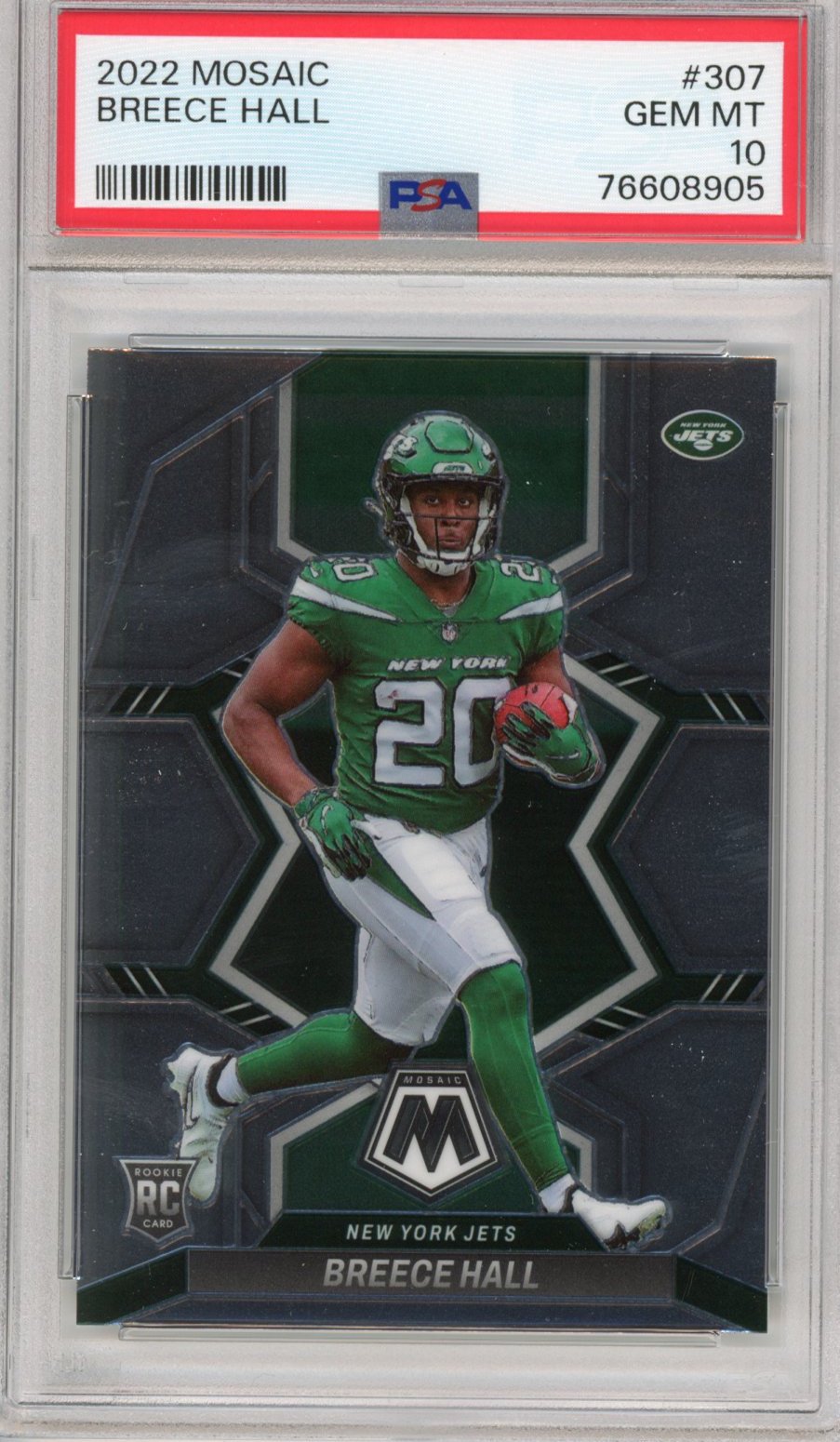 Graded 2022 Panini Mosaic Breece Hall #307 Rookie RC Football Card PSA 10 Gem Mint