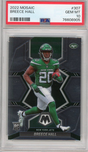 Graded 2022 Panini Mosaic Breece Hall #307 Rookie RC Football Card PSA 10 Gem Mint
