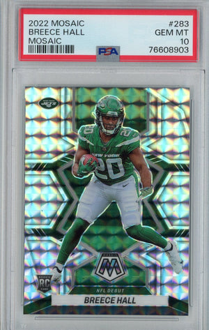 Graded 2022 Panini Mosaic Breece Hall #283 Silver Rookie RC Football Card PSA 10 Gem Mint