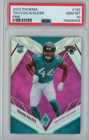 Graded 2022 Panini Phoenix Travon Walker #125 Pink Rookie RC Football Card PSA 10 Gem Mint