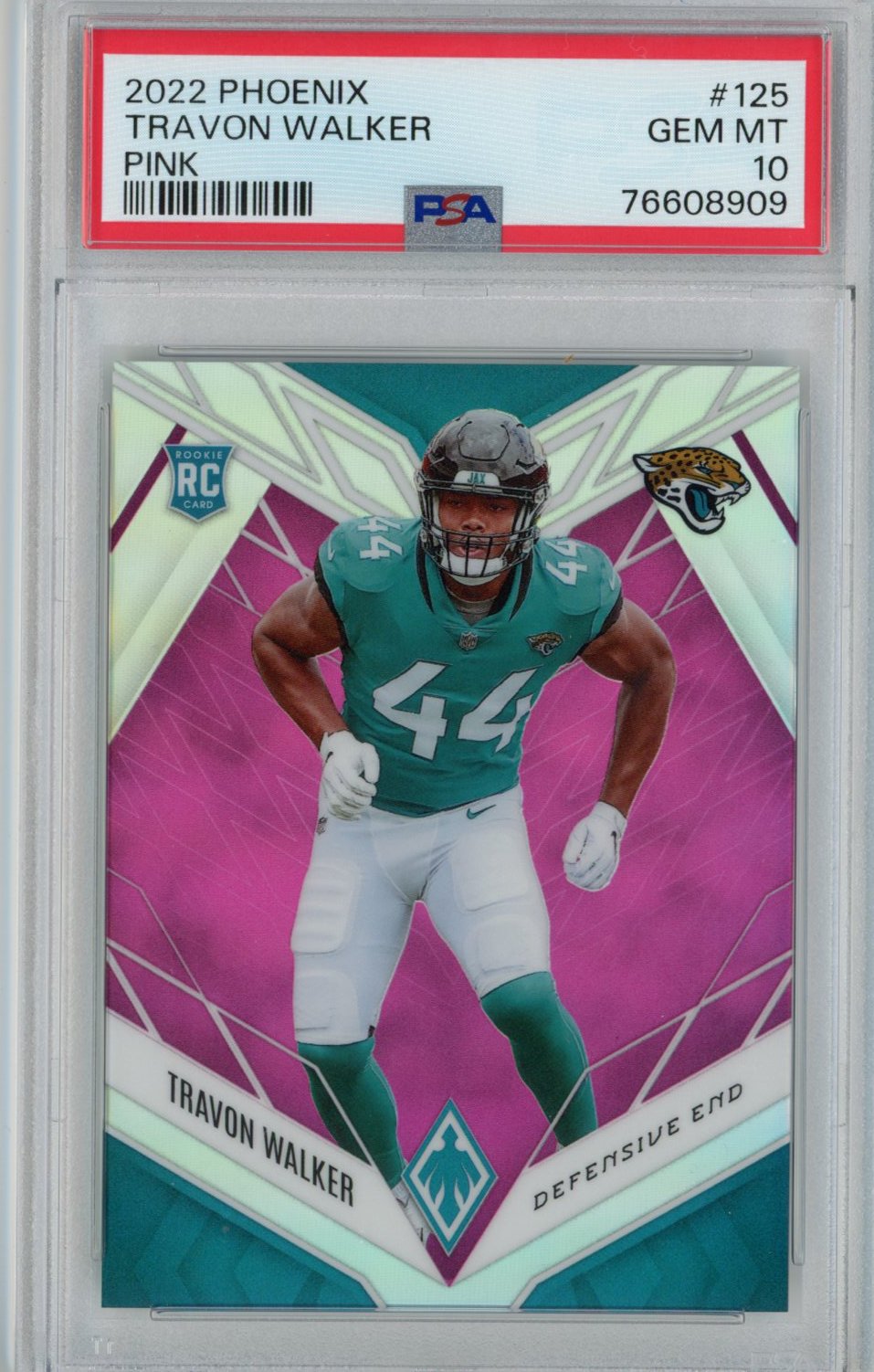 Graded 2022 Panini Phoenix Travon Walker #125 Pink Rookie RC Football Card PSA 10 Gem Mint