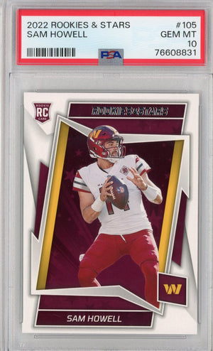 Graded 2022 Rookies & Stars Sam Howell #105 Rookie RC Football Card PSA 10 Gem Mint
