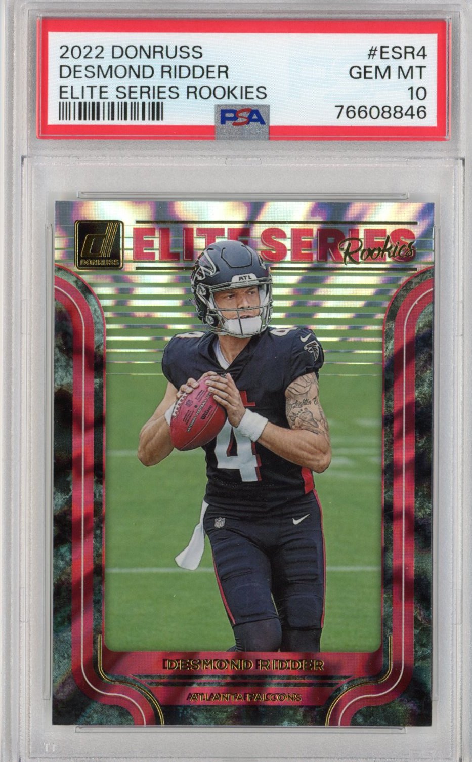 Graded 2022 Panini Donruss Desmond Ridder #ESR4 Elite Series Rookie RC Football Card PSA 10 Gem Mint