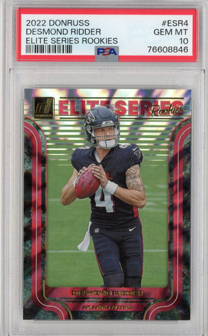 Graded 2022 Panini Donruss Desmond Ridder #ESR4 Elite Series Rookie RC Football Card PSA 10 Gem Mint