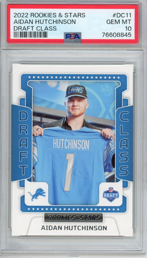 Graded 2022 Panini Rookies & Stars Aidan Hutchinson #DC11 Draft Class Rookie Football Card PSA 10
