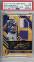 Graded 2020 Panini Gold Standard Jonathan Taylor #252 Double Prime Jersey Rookie RC Football Card PSA 8 Auto 10