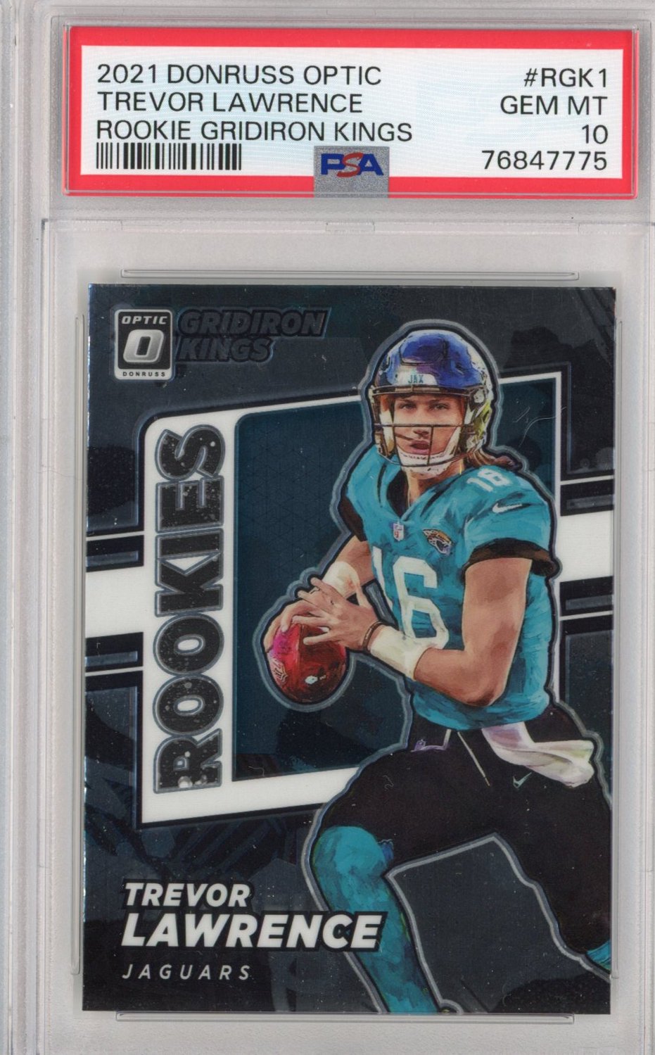 Graded 2021 Panini Donruss Optic Trevor Lawrence #RGK1 Gridiron Kings Rookie RC Football Card PSA 10 Gem Mint