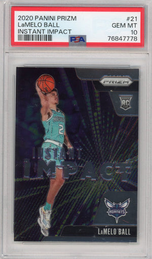 Graded 2020-21 Panini Prizm LaMelo Ball #21 Instant Impact Rookie RC Basketball Card PSA 10 Gem Mint