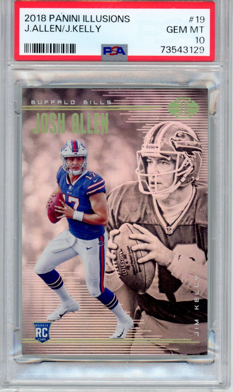Graded 2018 Panini Illusions Josh Allen Jim Kelly #19 Rookie RC Football Card PSA 10 Gem Mint