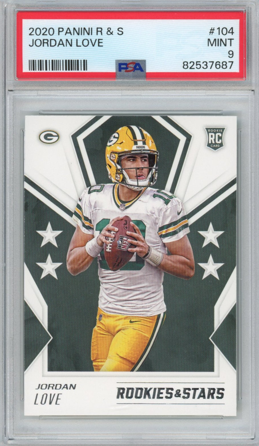 Graded 2020 Panini Rookies & Stars Jordan Love #104 Rookie RC Football Card PSA 9 Mint