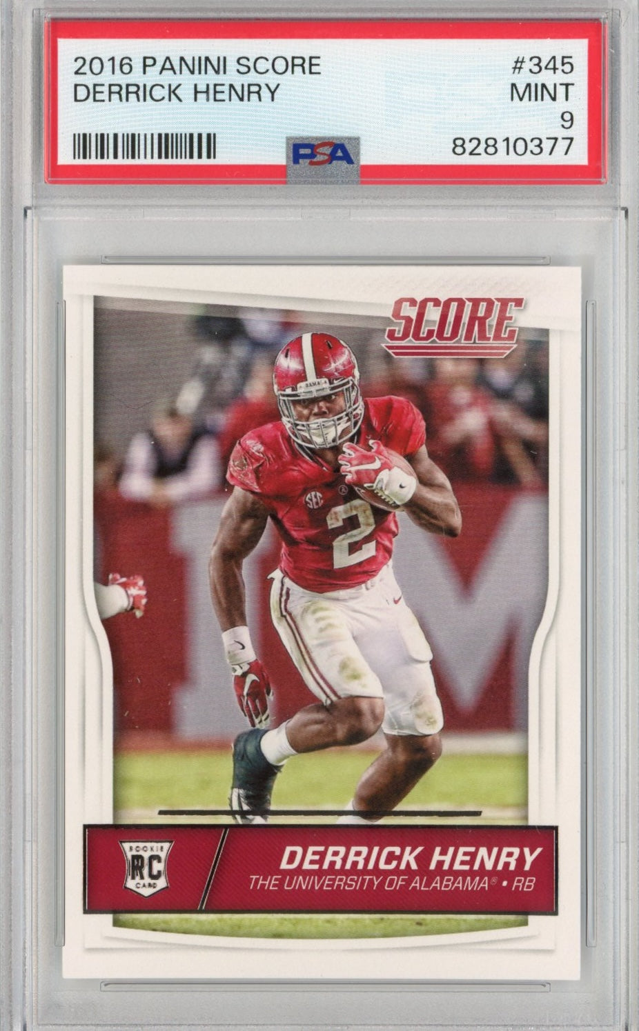 Graded 2016 Panini Score Derrick Henry #345 Rookie RC Football Card PSA 9 Mint