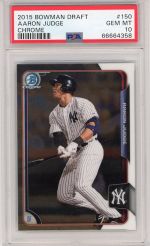 Graded 2015 Topps Bowman Draft Aaron Judge #150 Chrome Rookie RC Baseball Card PSA 10 Gem Mint