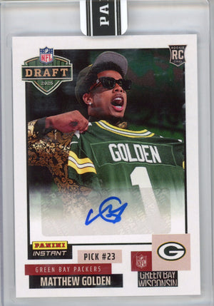 2025 Panini Instant NFL Matthew Golden #DN12 Draft Night Auto /99 Green Bay Packers Rookie RC Football Card