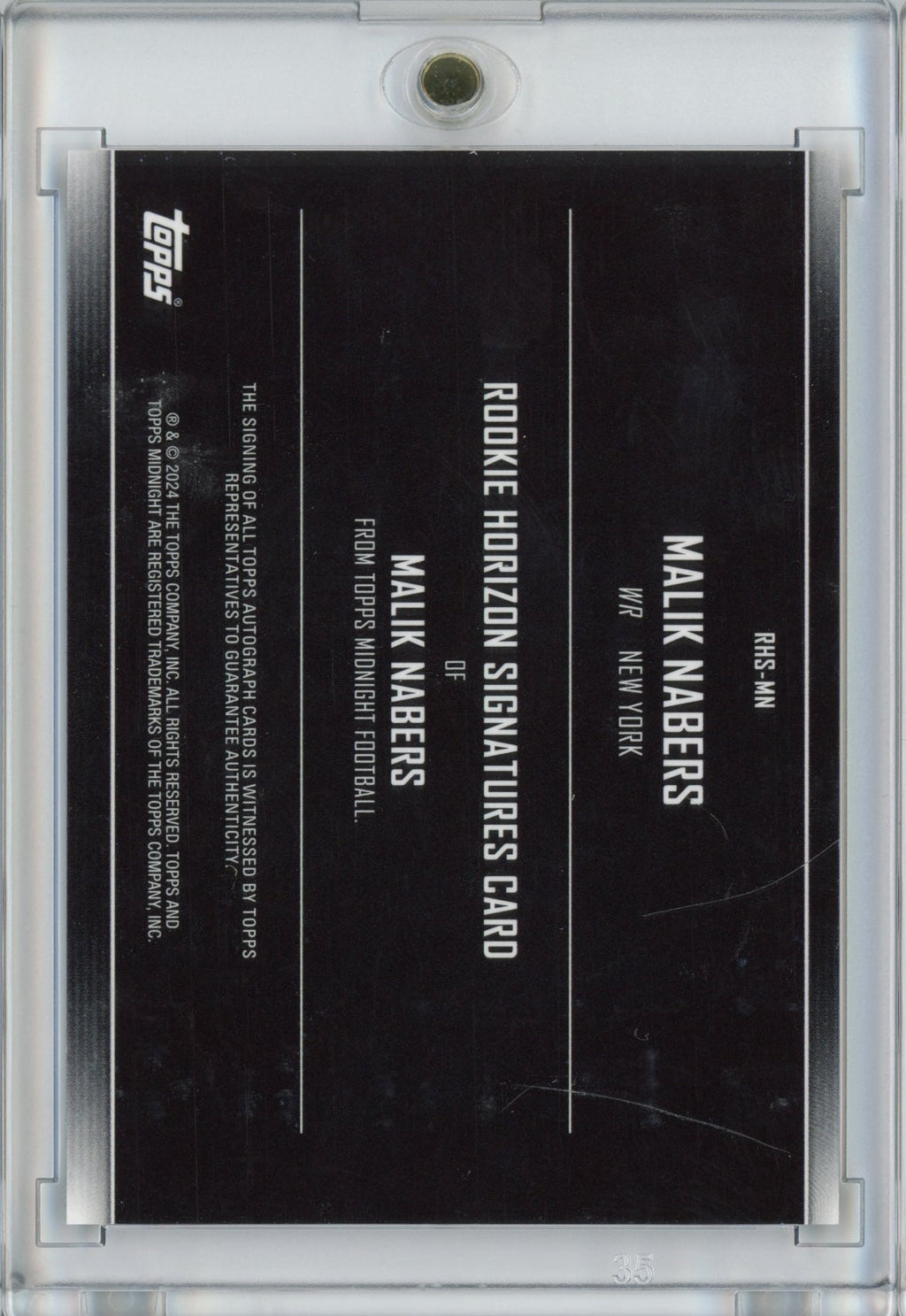 2024 Topps Midnight Malik Nabers #RHSMN Horizons Autograph Rookie RC Football Card