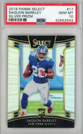 Graded 2018 Panini Select Saquon Barkley #17 Silver Prizm Rookie RC Football Card PSA 10 Gem Mint