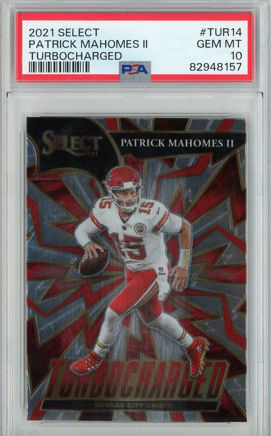 Graded 2021 Panini Select Patrick Mahomes II #TUR14 Tubrocharged Football Card PSA 10 Gem Mint