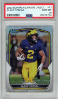 Graded 2023 Bowman Chrome U NSCC Blake Corum #13 Rookie RC Football Card PSA 10 Gem Mint