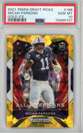 Graded 2021 Prizm DP Micah Parsons #188 Gold Ice Rookie RC Football Card PSA 10 Gem Mint