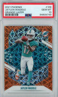 Graded 2021 Panini Phoenix Jaylen Waddle #106 Orange Lazer Rookie RC Football Card PSA 10 Gem Mint