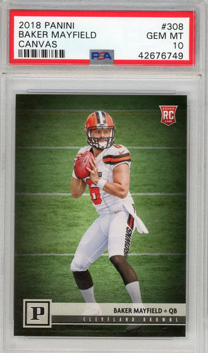 Graded 2018 Panini Baker Mayfield #308 Canvas Rookie RC Football Card PSA 10 Gem Mint