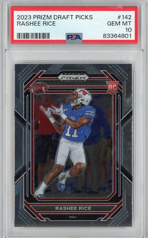 Graded 2023 Prizm Draft Picks Rashee Rice #142 Rookie RC Football Card PSA 10 Gem Mint