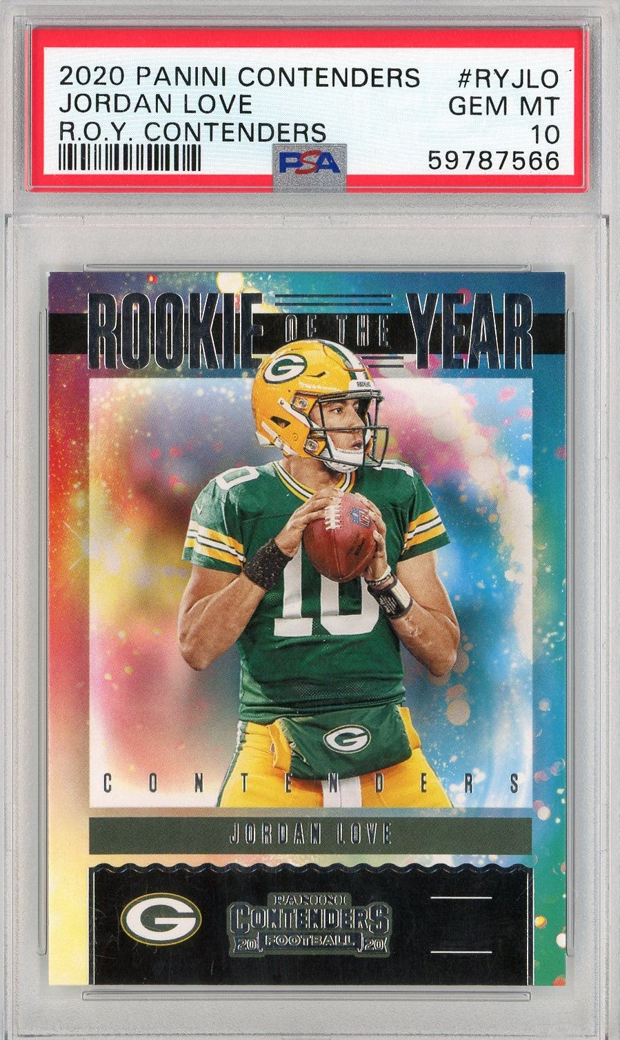 Graded 2020 Panini Contenders Jordan Love #RYJLO ROY Contenders Rookie RC Football Card PSA 10 Gem Mint