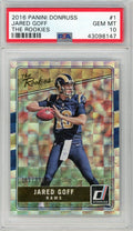 Graded 2016 Panini Donruss Jared Goff #1 The Rookies #/999 Rookie RC Football Card PSA 10 Gem Mint