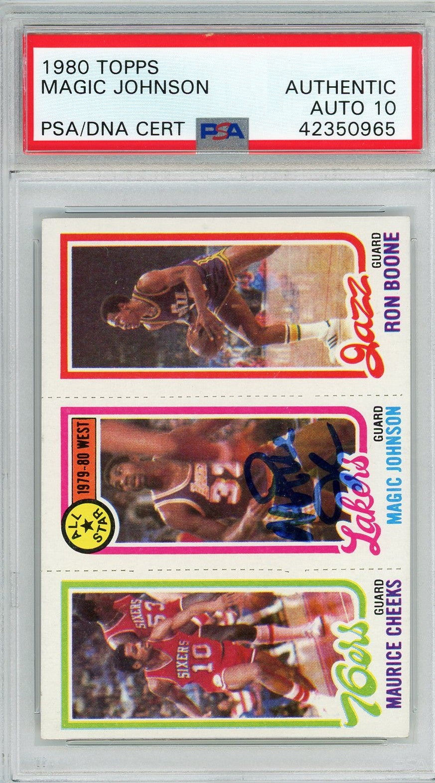 Graded 1980 Topps Magic Johnson Cheeks Boone Rookie RC Basketball Card PSA 10 Auto Grade Gem Mint
