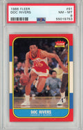 Graded 1986 Fleer Doc Rivers #91 Rookie RC Basketball Card PSA 8 NM-MT