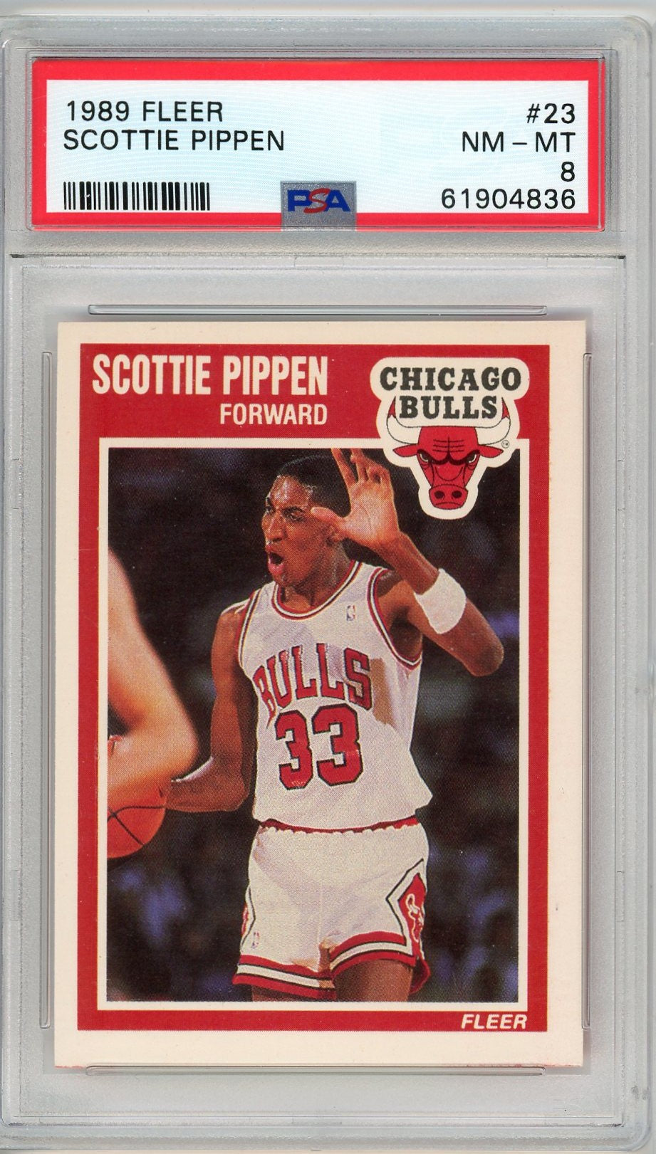 Graded 1989 Fleer Scottie Pippen #23 2nd Year Basketball Card PSA 8 NM-MT