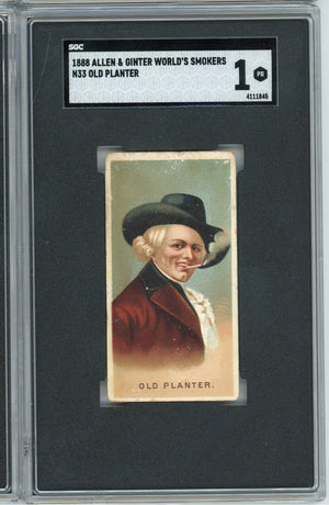 Graded 1888 Allen & Ginter World's Smokers N33 Old Planter Baseball Tobacco Card SGC 1