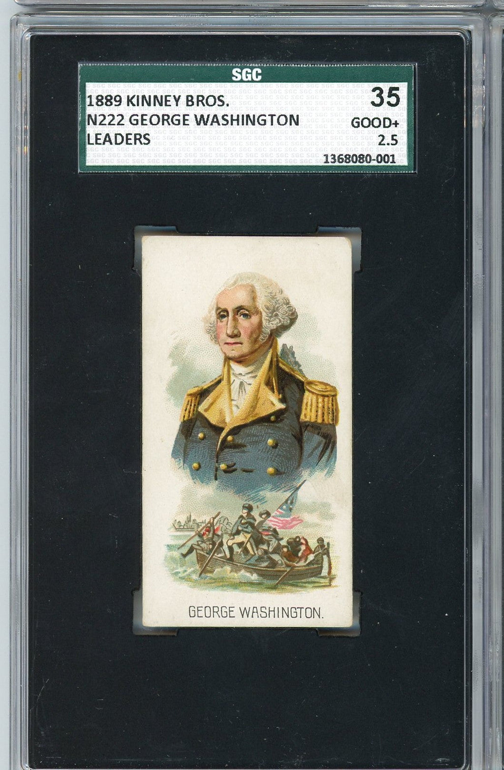 Graded 1889 N222 Kinney Bros. Leaders George Washington Baseball Tobacco Card SGC 2.5 Good