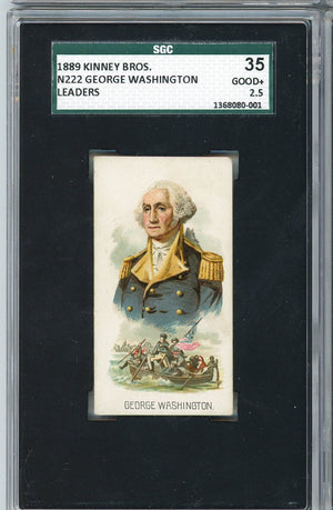 Graded 1889 N222 Kinney Bros. Leaders George Washington Baseball Tobacco Card SGC 2.5 Good