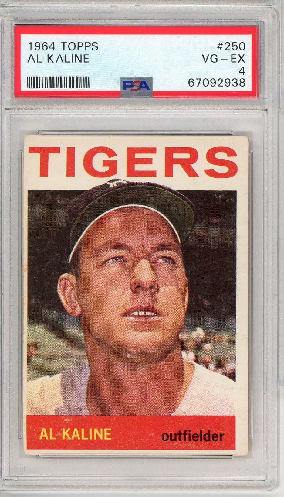 Graded 1964 Topps Al Kaline #250 Baseball Card PSA 4 VG-EX