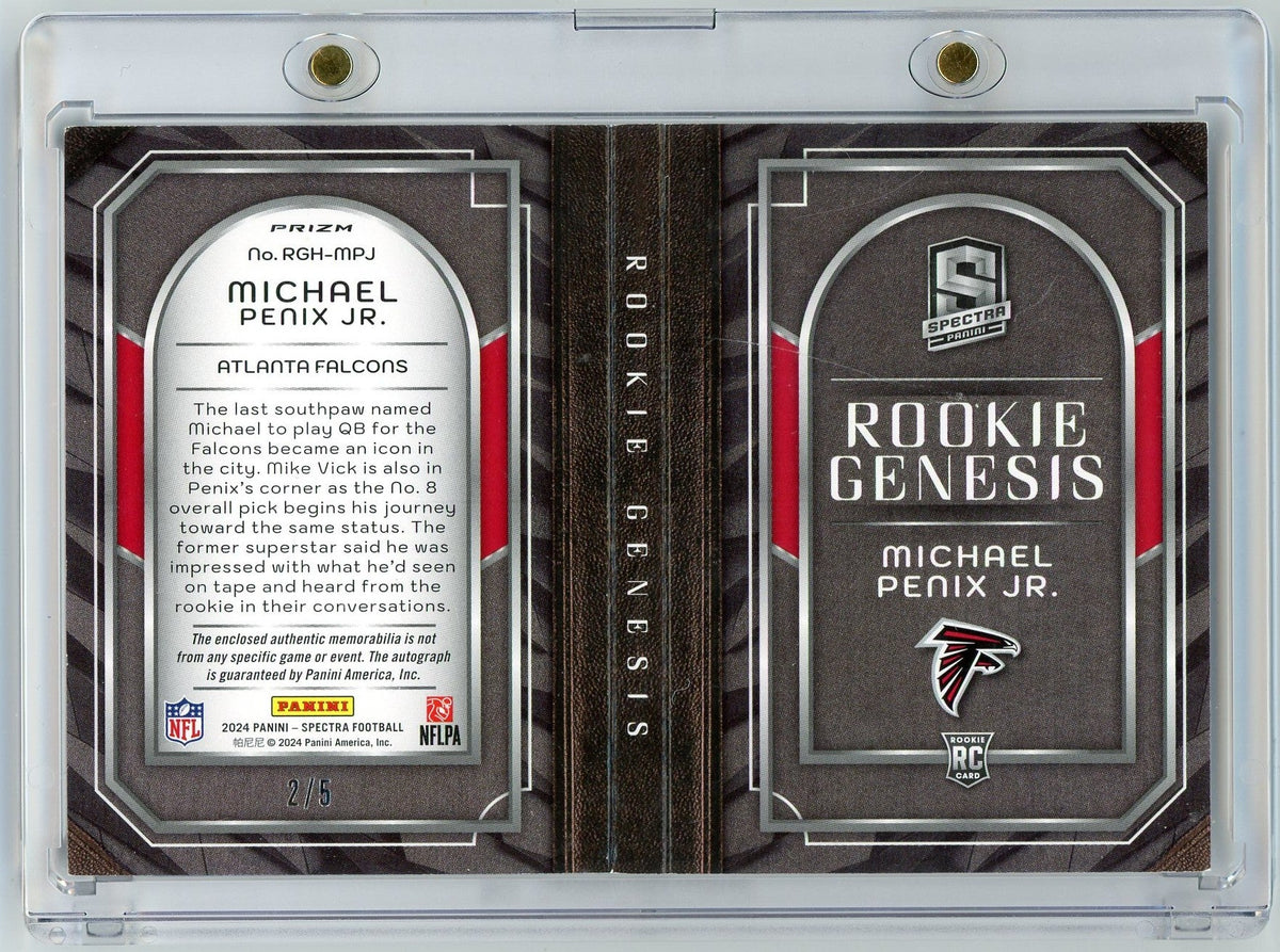 2024 Panini Spectra Rookie Genesis Michael Penix Jr #RGH-MPJ RPA Booklet Auto /5 Rookie RC Football Card
